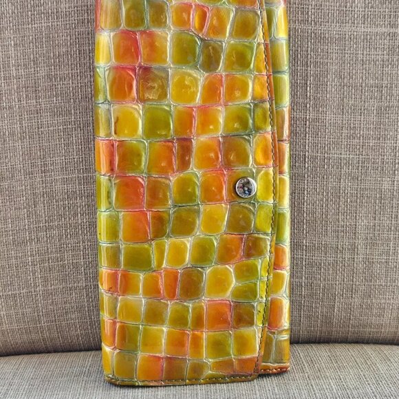 Cocco Fiore Women Clutch Wallet Multi Color Patent Leather Card Holder Purse - Picture 3 of 16